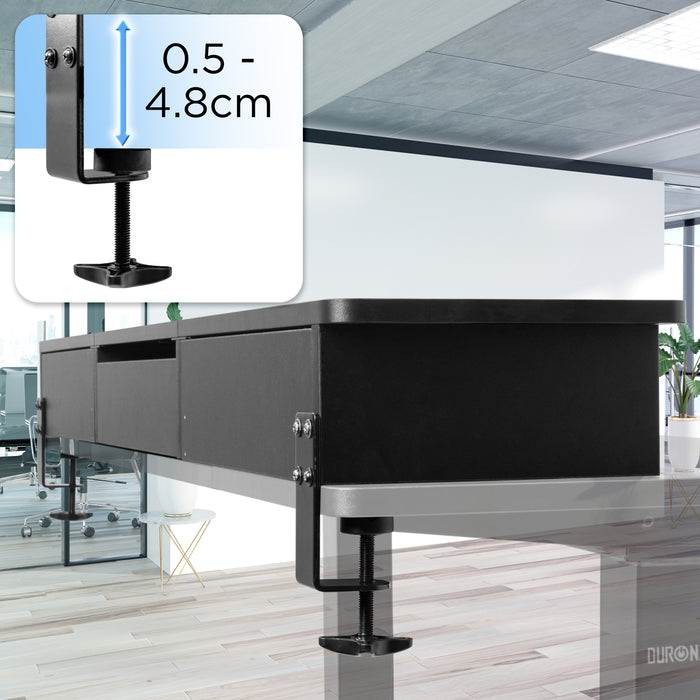 Duronic DD3 BK Planche de 120 cm avec 2 Tiroirs pour Bureau | Compatible avec Plateaux TT120 TT140 TT160 de Duronic | Structure réglable en Hauteur Vendue séparément TM51 ou TM61 | Noir | MDF