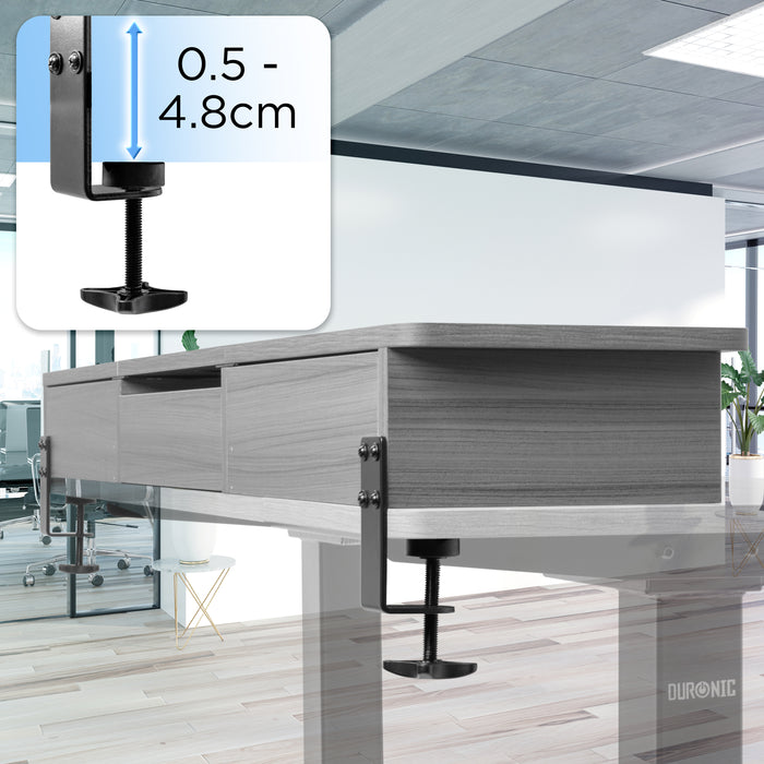 Duronic DD3 GY Planche de 120 cm avec 2 Tiroirs pour Bureau | Compatible avec Plateaux TT120 TT140 TT160 de Duronic | Structure réglable en Hauteur Vendue séparément TM51 ou TM61 | Gris | MDF