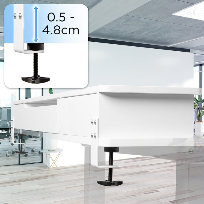 Duronic DD3 WE Planche de 120 cm avec 2 Tiroirs pour Bureau | Compatible avec Plateaux TT120 TT140 TT160 de Duronic | Structure réglable en Hauteur Vendue séparément TM51 ou TM61 | Blanc | MDF