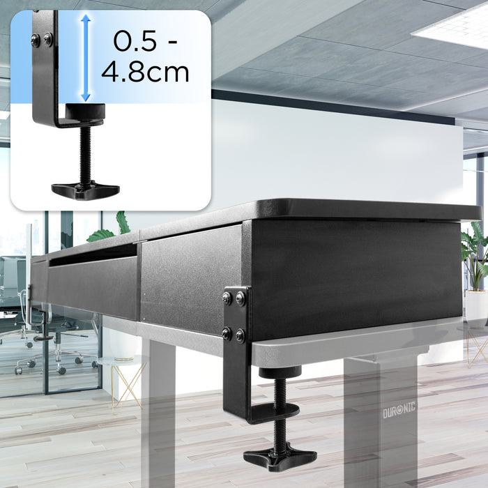 Duronic DD2 BK Planche de 120 cm avec 2 Tiroirs pour Bureau | Compatible avec Plateaux TT120 TT140 TT160 de Duronic | Structure réglable en Hauteur Vendue séparément TM51 ou TM61 | Noir | MDF