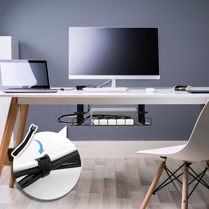 Duronic CMH2 Support de Gestion des Câbles à placer sous un Bureau Tiroir pour rangement et organisation des câbles et fils pour Installation Bureautique