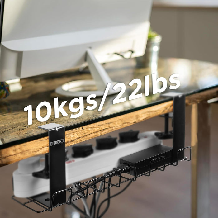 Duronic CMH2 Support de Gestion des Câbles à placer sous un Bureau Tiroir pour rangement et organisation des câbles et fils pour Installation Bureautique