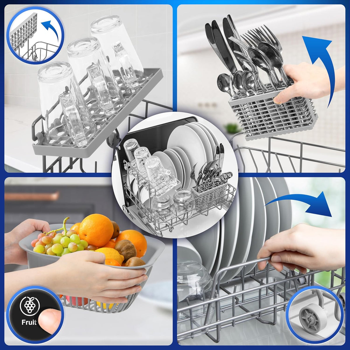 Duronic DW5 BK Lave-vaisselle de table 950W lave vaisselle posable portable compact gain de place pour petite cuisine 6 programmes de lavage séchage efficace pratique