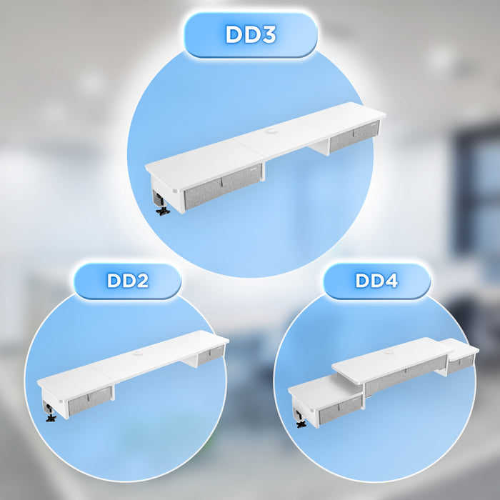 Duronic DD3 WE Planche de 120 cm avec 2 Tiroirs pour Bureau | Compatible avec Plateaux TT120 TT140 TT160 de Duronic | Structure réglable en Hauteur Vendue séparément TM51 ou TM61 | Blanc | MDF