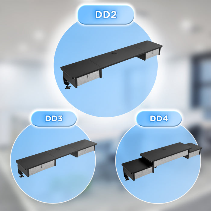 Duronic DD2 BK Planche de 120 cm avec 2 Tiroirs pour Bureau | Compatible avec Plateaux TT120 TT140 TT160 de Duronic | Structure réglable en Hauteur Vendue séparément TM51 ou TM61 | Noir | MDF