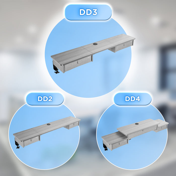 Duronic DD3 GY Planche de 120 cm avec 2 Tiroirs pour Bureau | Compatible avec Plateaux TT120 TT140 TT160 de Duronic | Structure réglable en Hauteur Vendue séparément TM51 ou TM61 | Gris | MDF