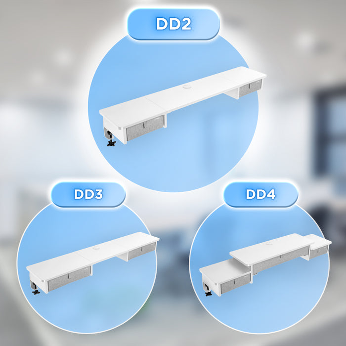 Duronic DD2 WE Planche de 120 cm avec 2 Tiroirs pour Bureau | Compatible avec Plateaux TT120 TT140 TT160 de Duronic | Structure réglable en Hauteur Vendue séparément TM51 ou TM61 | Blanc | MDF