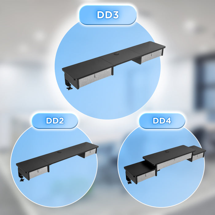 Duronic DD3 BK Planche de 120 cm avec 2 Tiroirs pour Bureau | Compatible avec Plateaux TT120 TT140 TT160 de Duronic | Structure réglable en Hauteur Vendue séparément TM51 ou TM61 | Noir | MDF