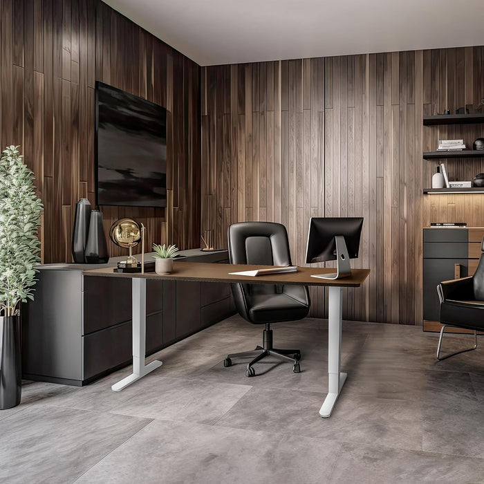Duronic TM61 WE Structure de Bureau Assis-Debout électrique | Hauteur Ajustable de 72 à 120 cm | Charge maximale de 80 kg | Plateau de 120 140 ou 160 cm vendu séparément | Ports USB et USB-C