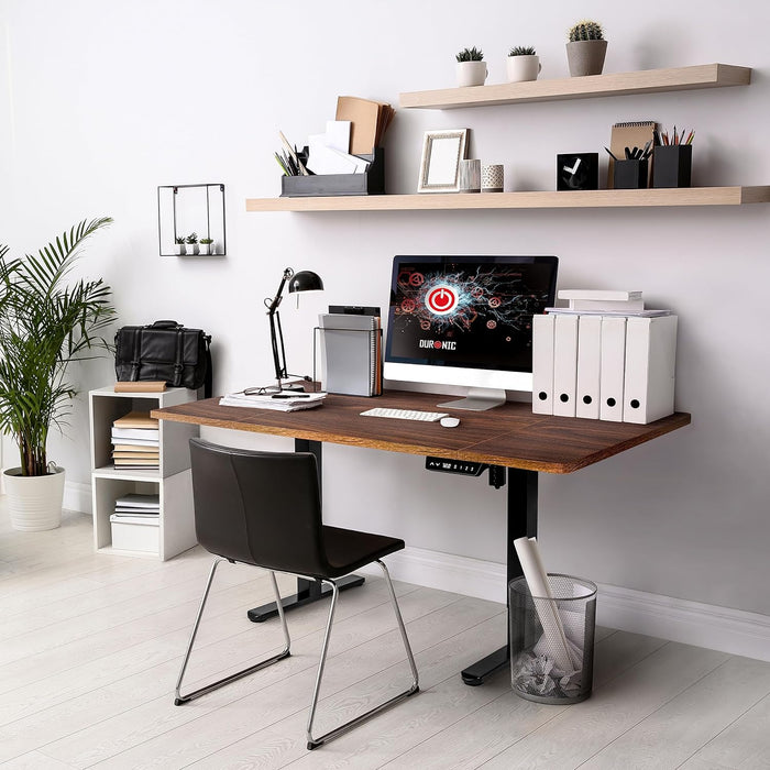 Duronic TT160 WT Plateau pour Bureau Assis Debout de 160 cm | Structure réglable en Hauteur Vendue séparément TM51 ou TM61 | Effet Bois de Noyer