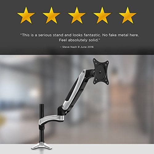 Duronic DM651X2 Support d'écran PC à Pince pour Bureau | Mécanisme à gaz | Ajustement à la volée | Hauteur Ajustable | Compatibilité avec moniteurs VESA 75/100 | 1 Extension | Revêtement en Chrome
