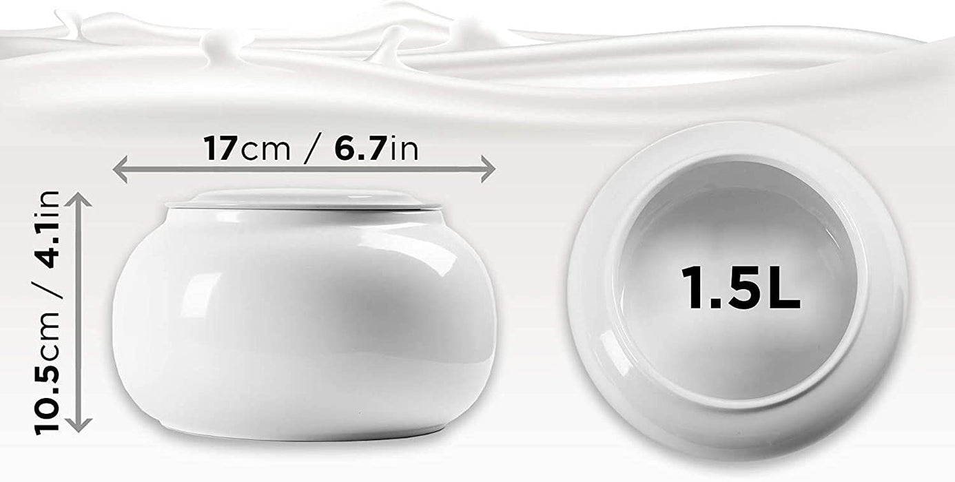 Duronic P1YM1 Large pot en céramique de 1500 ml compatible avec yaourtière YM1 et YM2 de Duronic