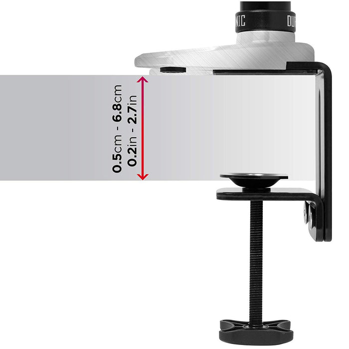 Duronic DM651X2 Support d'écran PC à Pince pour Bureau | Mécanisme à gaz | Ajustement à la volée | Hauteur Ajustable | Compatibilité avec moniteurs VESA 75/100 | 1 Extension | Revêtement en Chrome
