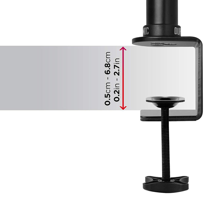 Duronic DM35V2X1 Support Vertical pour 2 écrans à Pince pour Bureau | Hauteur Ajustable | Inclinable/Pivotable | Compatibilité Universelle avec Moniteur VESA 75/100 | Aluminium | Passe câble Inclus