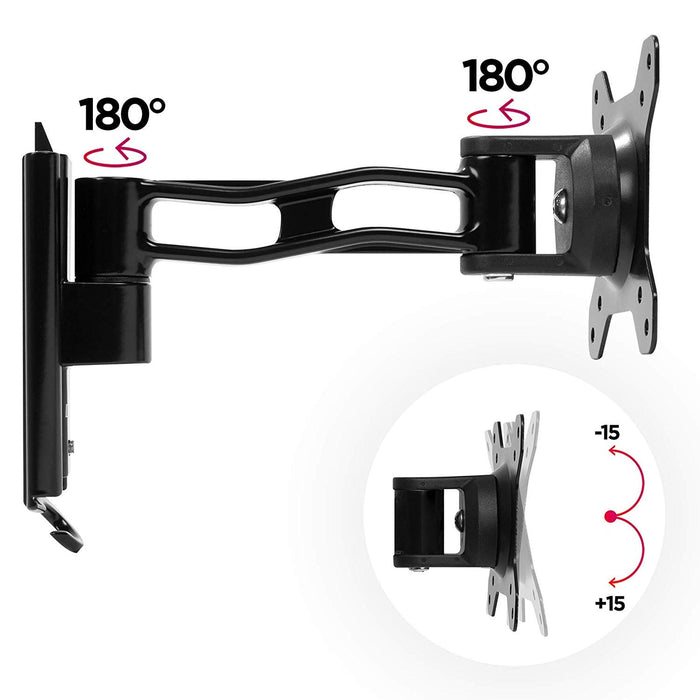 Duronic DM35W1X2 Support Mural pour écran de PC | Hauteur Ajustable | Inclinable/Rotatif | Compatibilité Universelle avec Moniteur dOrdinateur VESA 75/100 | Passe câble Inclus | Installation au Mur