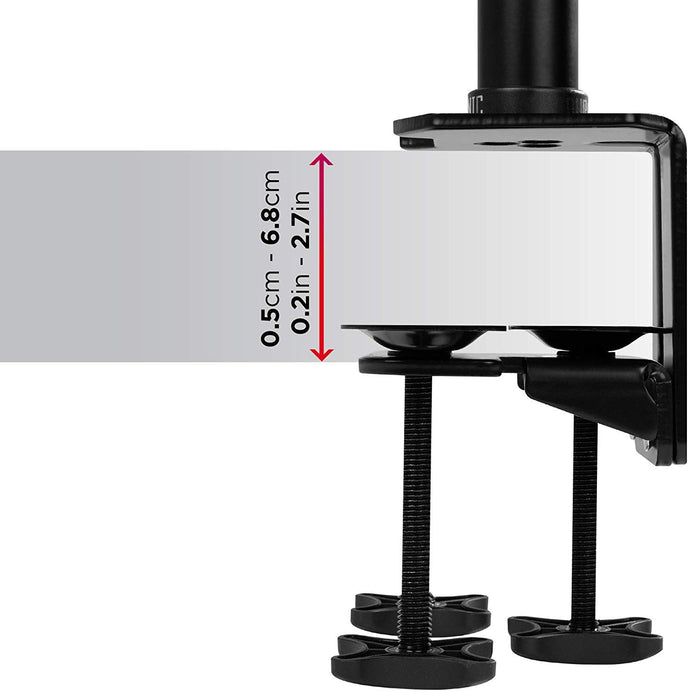 Duronic DM453 Support 3 Ecrans à Pince pour Bureau – Compatibilité VESA 75/100 – Hauteur Ajustable – Rotatif, Inclinable, Pivotable – Passe-câbles Inclus