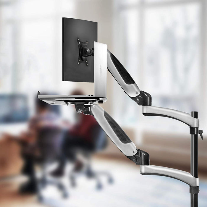 Duronic DM65L1X1 Support de Moniteur et Support d'Ordinateur Portable PC à Pince pour Bureau | Mécanisme à gaz | Ajustements omnidirectionnels à la volée | Compatibilité avec Moniteur VESA 75/100