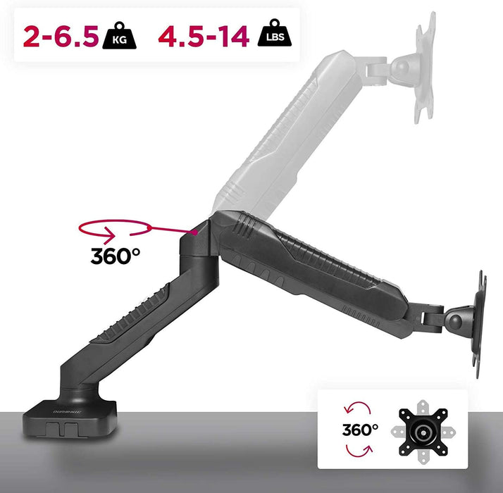 Duronic DMDC5X1 Support d'écran de PC à pince pour Bureau | Mécanisme à gaz | Rotation / Pivot / Inclinaison | Compatibilité VESA 75/100