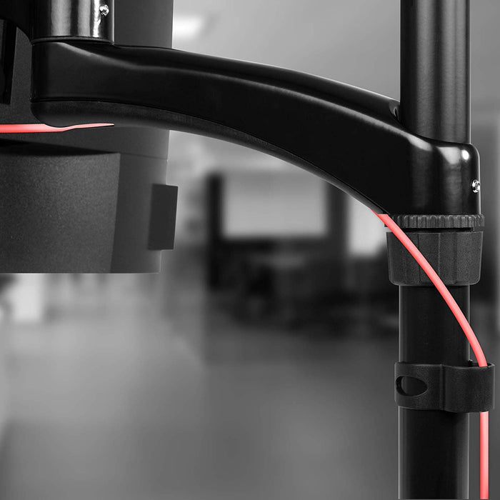 Duronic DM453 Support 3 Ecrans à Pince pour Bureau – Compatibilité VESA 75/100 – Hauteur Ajustable – Rotatif, Inclinable, Pivotable – Passe-câbles Inclus