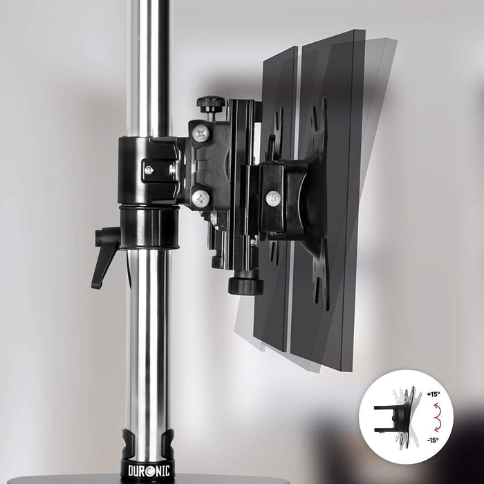 Duronic DM753 Support Triple 3 écrans de PC sur Socle | Hauteur Ajustable | Rotatif et Inclinable | Compatibilité avec Moniteur VESA 75/100 | Potence et Bras en Aluminium | Passe câble Inclus