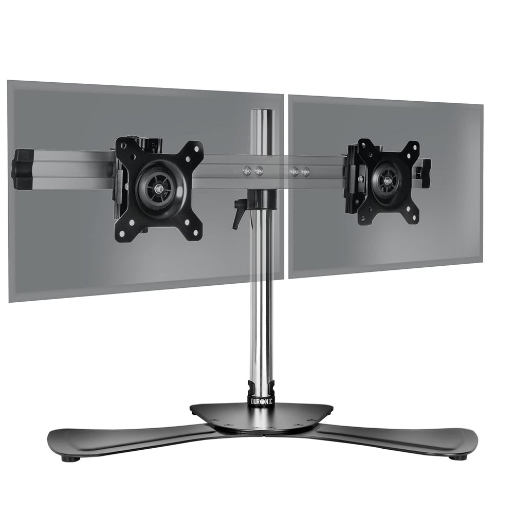 Duronic DM752 Support Double 2 écrans de PC sur Socle Hauteur Ajustable Rotatif et Inclinable Compatibilité avec Moniteur VESA 75/100 Potence et Bras en Aluminium Passe câble inclus