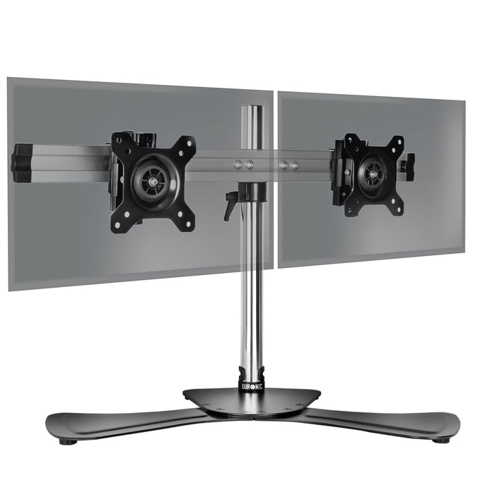 Duronic DM752 Support Double 2 écrans de PC sur Socle Hauteur Ajustable Rotatif et Inclinable Compatibilité avec Moniteur VESA 75/100 Potence et Bras en Aluminium Passe câble inclus
