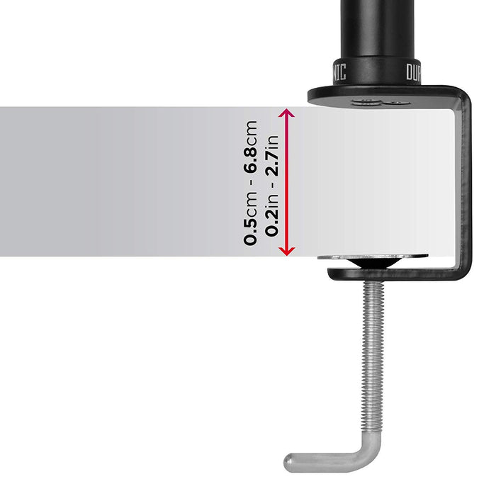 Duronic DM351X3 BK Support d'écran à Pince pour Bureau Noir - Hauteur Ajustable - Rotatif/Inclinable/Pivotable - Compatible avec Moniteur d'Ordinateur LCD/LED VESA 75/100 - 2 Extensions