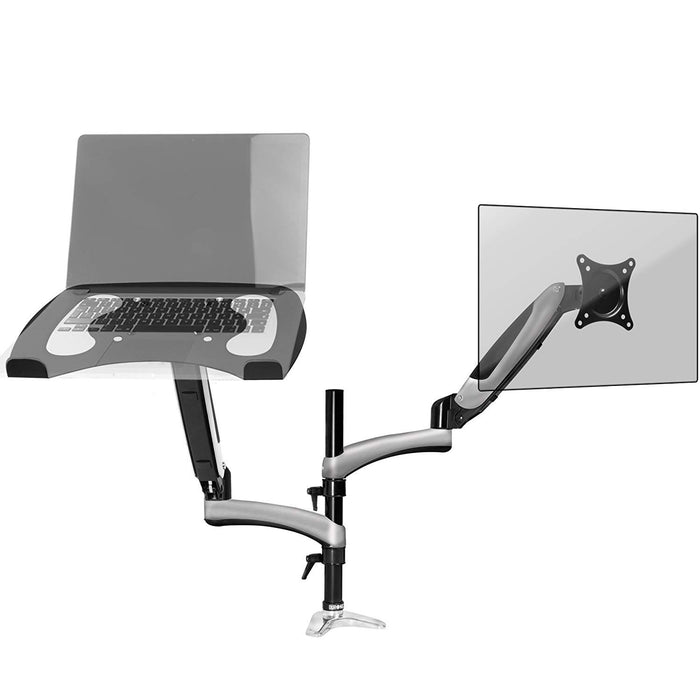 Duronic DM65L1X1 Support de Moniteur et Support d'Ordinateur Portable PC à Pince pour Bureau | Mécanisme à gaz | Ajustements omnidirectionnels à la volée | Compatibilité avec Moniteur VESA 75/100