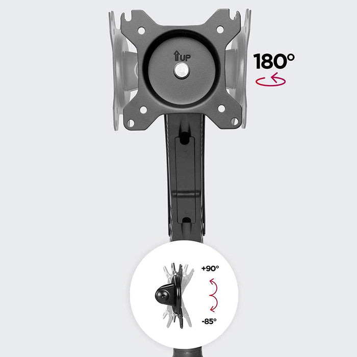 Duronic DMDC5X1 Support d'écran de PC à pince pour Bureau | Mécanisme à gaz | Rotation / Pivot / Inclinaison | Compatibilité VESA 75/100