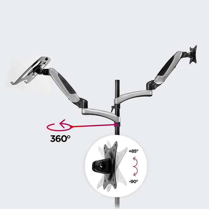 Duronic DM65L1X1 Support de Moniteur et Support d'Ordinateur Portable PC à Pince pour Bureau | Mécanisme à gaz | Ajustements omnidirectionnels à la volée | Compatibilité avec Moniteur VESA 75/100