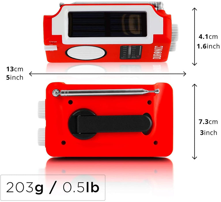 Duronic Hybrid Radio solaire / dynamo / USB – Appareil d’urgence / Idéal pour loisirs d’extérieurs