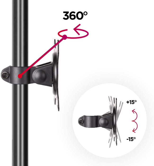 Duronic DM15D1 Support d'Ecran sur Socle pour Bureau – Hauteur Ajustable – Rotatif, Inclinable, Pivotable – Compatibilité VESA 75/100 – Acier – Socle Inclus