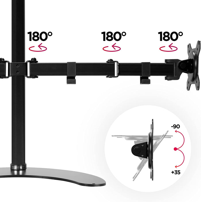Duronic DM15D2 Support pour 2 écrans sur Socle | Pour Moniteurs de 13 à 27 Pouces | Réglage en Hauteur | Charge maximale de 8 kg par Ecran | VESA 75 100