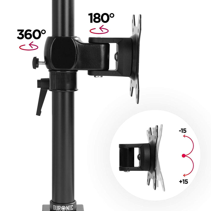 Duronic DM35V2X1 Support Vertical pour 2 écrans à Pince pour Bureau | Hauteur Ajustable | Inclinable/Pivotable | Compatibilité Universelle avec Moniteur VESA 75/100 | Aluminium | Passe câble Inclus