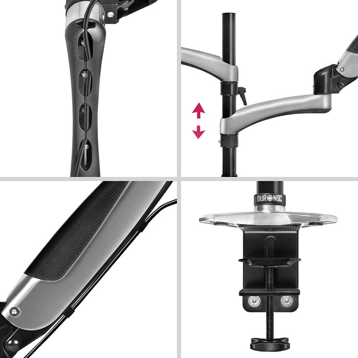 Duronic DM65L1X1 Support de Moniteur et Support d'Ordinateur Portable PC à Pince pour Bureau | Mécanisme à gaz | Ajustements omnidirectionnels à la volée | Compatibilité avec Moniteur VESA 75/100