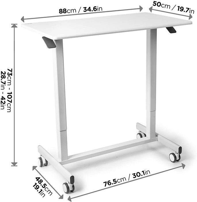 Duronic TM03T Poste de Travail mobile Assis-Debout Hauteur ajustable de 73 à 107 cm Surface de 88 x 50 cm Charge maximale de 15 kg Support à roulettes