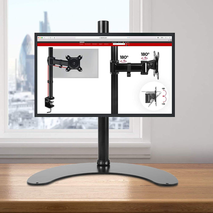 Duronic DM15D1 Support d'Ecran sur Socle pour Bureau – Hauteur Ajustable – Rotatif, Inclinable, Pivotable – Compatibilité VESA 75/100 – Acier – Socle Inclus