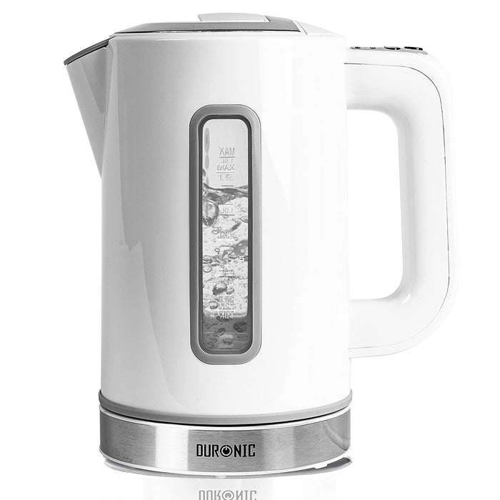 Duronic EK30 WE Bouilloire électrique 1,5L de 3000W Choix de la température 40° 60° 80° 100° Maintien au chaud Chauffe rapidement Thé café soluble chocolat chaud