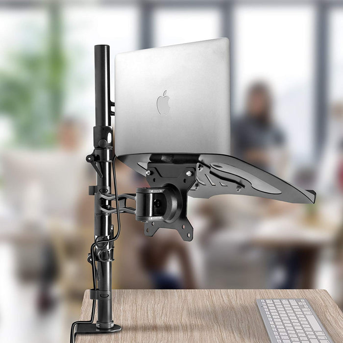 Duronic DM35L1X1 Support de Moniteur et Support d'Ordinateur Portable PC à Pince pour Bureau | Rotatif/Inclinable/Pivotable | Compatibilité Universelle avec Moniteur VESA 75/100