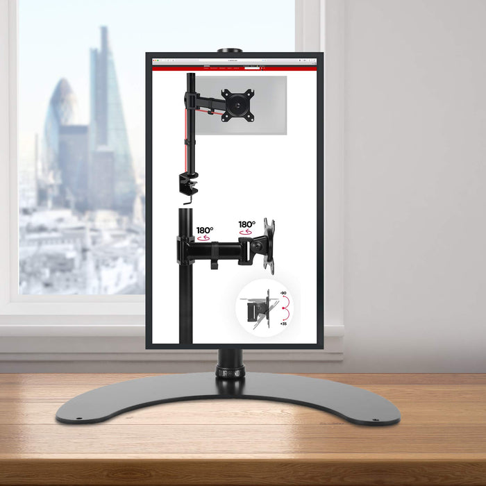 Duronic DM15D1 Support d'Ecran sur Socle pour Bureau – Hauteur Ajustable – Rotatif, Inclinable, Pivotable – Compatibilité VESA 75/100 – Acier – Socle Inclus