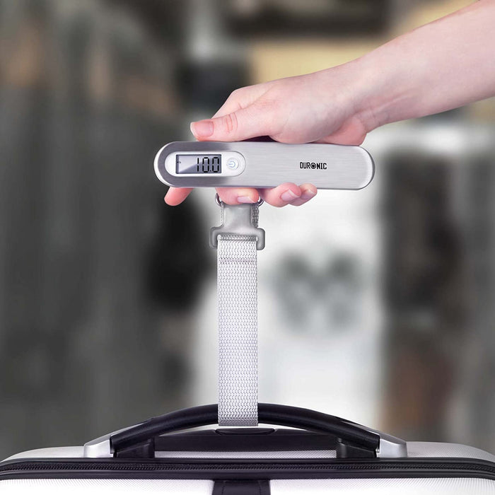 Duronic LS1013 Balance de Voyage argenté | Pèse-Bagages à Sangles pour peser Bagages / valises / Sacs | Affichage numérique | Capacité 50 kg