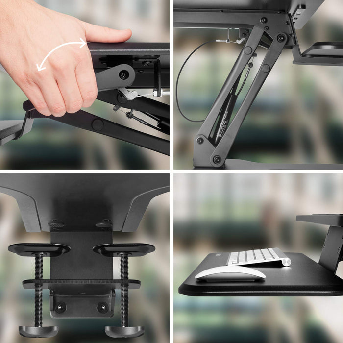 Duronic DM05D13 Poste/Station de travail assis-debout de 64 cm pour écran/clavier/souris - Hauteur ajustable de 12 à 40 cm pour travailler assis et debout - Compatible avec support de bureau Duronic