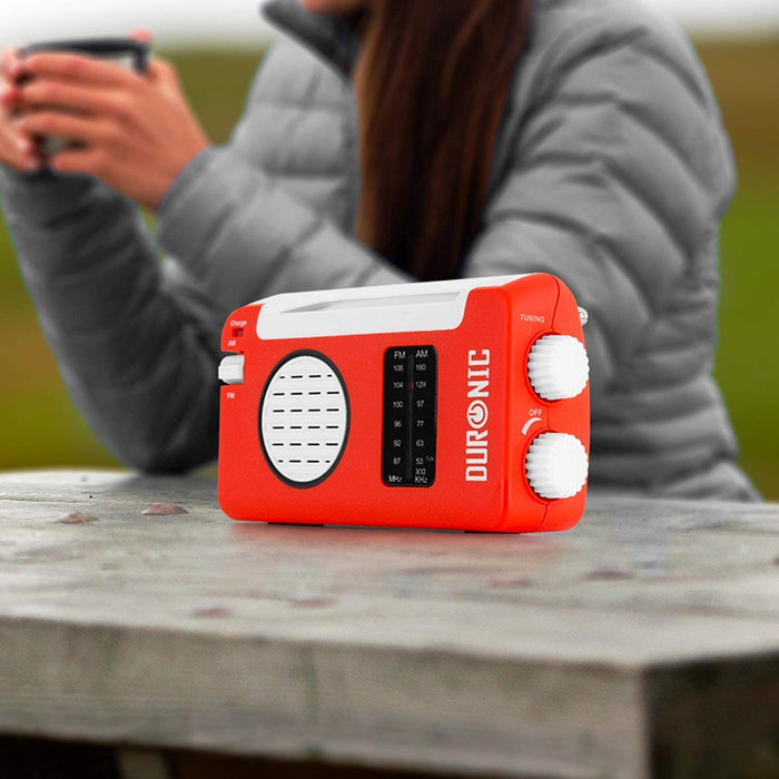 Duronic Hybrid Radio solaire / dynamo / USB – Appareil d’urgence / Idéal pour loisirs d’extérieurs