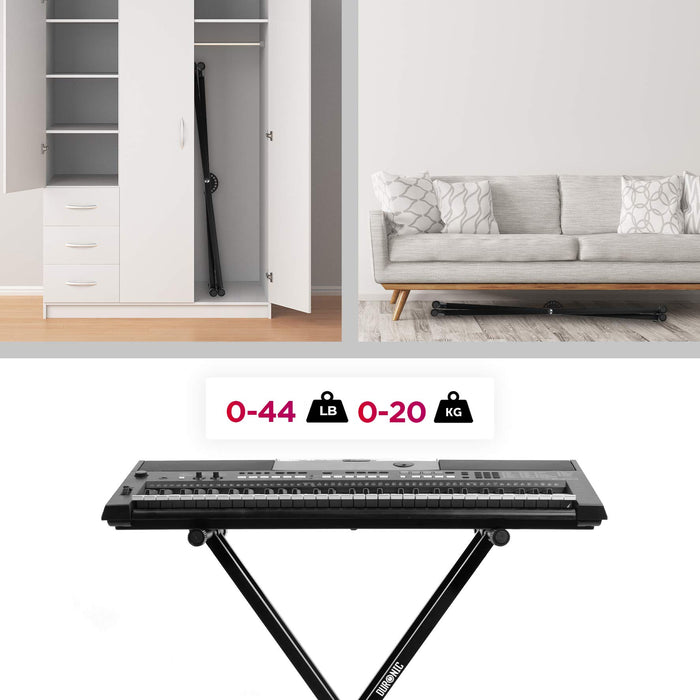Duronic KS2B Support pour synthétiseur Clavier avec vis et Sangles de Fixation Hauteur réglable Léger Supporte 30 kg