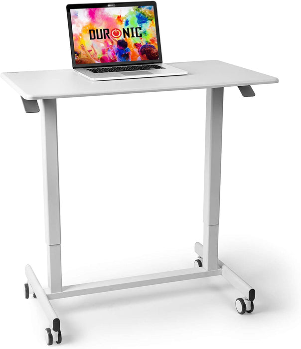 Duronic TM03T Poste de Travail mobile Assis-Debout Hauteur ajustable de 73 à 107 cm Surface de 88 x 50 cm Charge maximale de 15 kg Support à roulettes