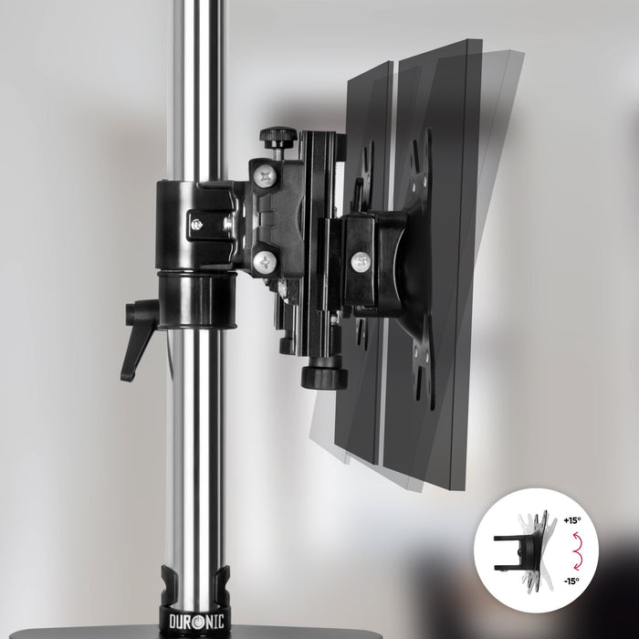 Duronic DM752 Support Double 2 écrans de PC sur Socle Hauteur Ajustable Rotatif et Inclinable Compatibilité avec Moniteur VESA 75/100 Potence et Bras en Aluminium Passe câble inclus
