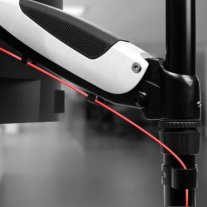 Duronic DM651X2 Support d'écran PC à Pince pour Bureau | Mécanisme à gaz | Ajustement à la volée | Hauteur Ajustable | Compatibilité avec moniteurs VESA 75/100 | 1 Extension | Revêtement en Chrome