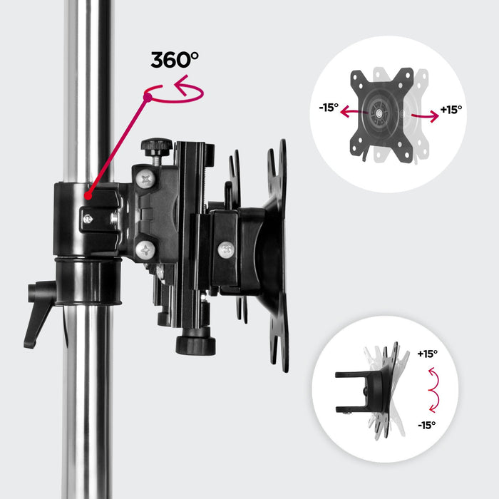 Duronic DM752 Support Double 2 écrans de PC sur Socle Hauteur Ajustable Rotatif et Inclinable Compatibilité avec Moniteur VESA 75/100 Potence et Bras en Aluminium Passe câble inclus