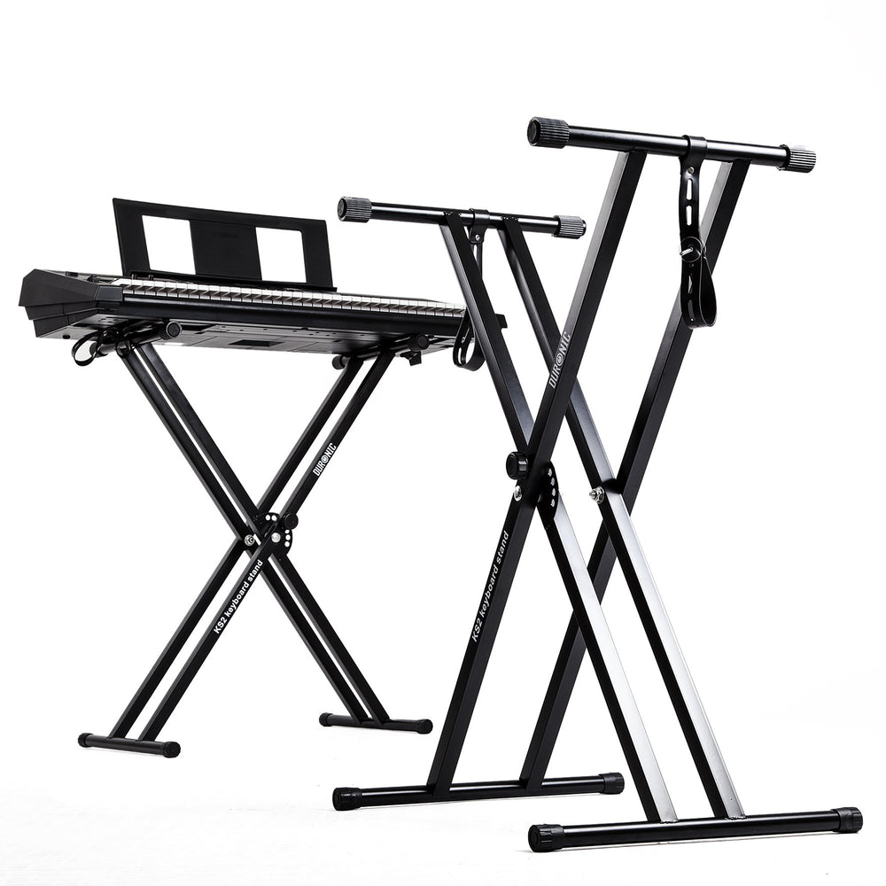 Duronic KS2B Support pour synthétiseur Clavier avec vis et Sangles de Fixation Hauteur réglable Léger Supporte 30 kg