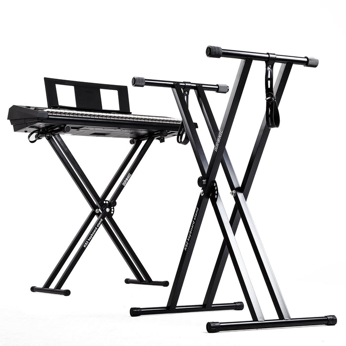 Duronic KS2B Support pour synthétiseur Clavier avec vis et Sangles de Fixation Hauteur réglable Léger Supporte 30 kg